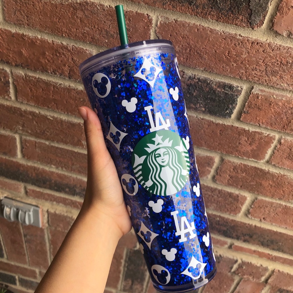 Custom acrylic Disney LA snowglobe glitter cup